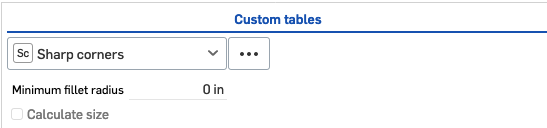 Custom table inputs