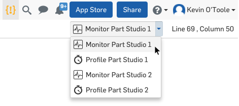 Monitor from toolbar