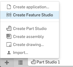 Create new Feature Studio