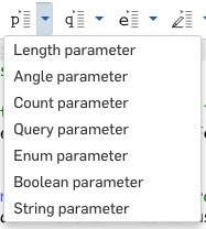 Parameter snippets menu