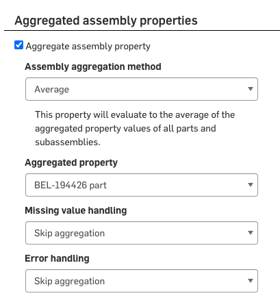 Aggregate assembly property fields