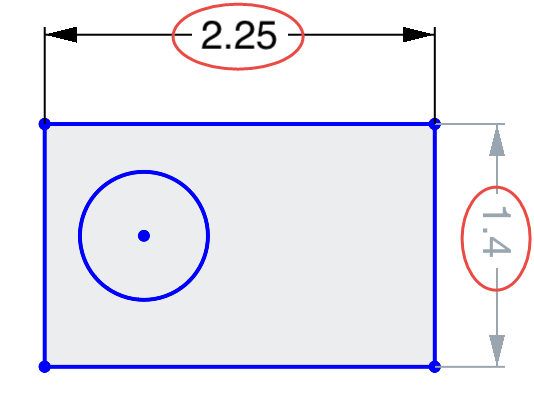 Example of driven dimensions