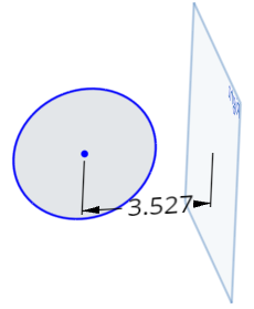 Example of using the dimension tool between the sketch geometry and plane 