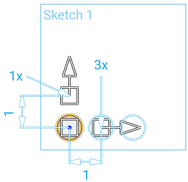Example of Linear Sketch Pattern tool in use, selecting the circle in the sketch on which the pattern is based
