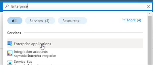 Selecting Enterprise applications from the search bar