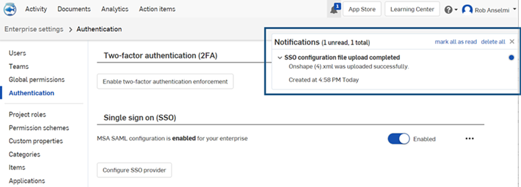 Configuring SSO in Onshape step 7