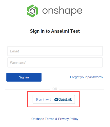 Onshape Sign-in screen