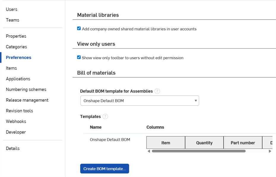 Company settings: Preferences