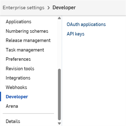 Enterprise settings: Developer