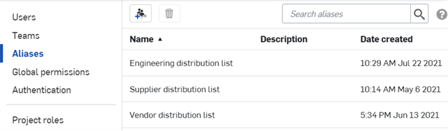 Enterprise settings: Aliases