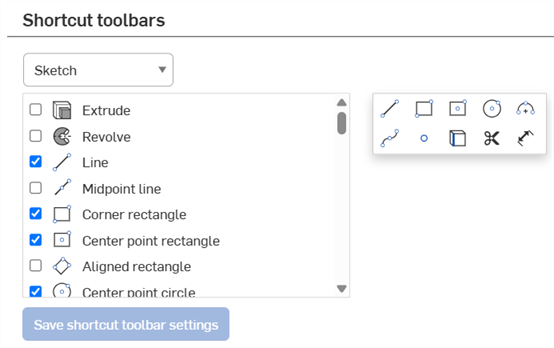Shortcut toolbars