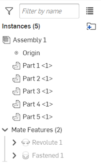 Screenshot of Instances list in an Assembly