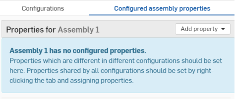 Dialog after adding a Configured assembly property