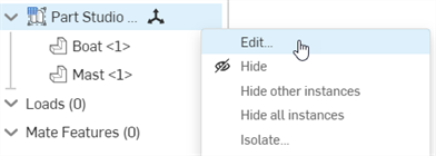 Selecting Edit from the Instance context menu from a rigid Part Studio