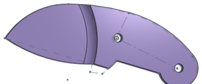 Example of previously straight blade edited to have a curved edge 