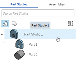 Selecting all current parts in the Part Studio from the insert parts and assemblies list