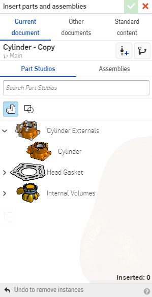 Insert parts and assemblies dialog with mesh part