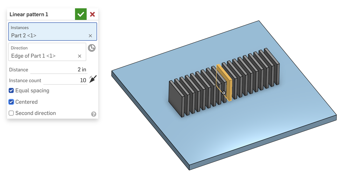 Example using Linear Pattern tool