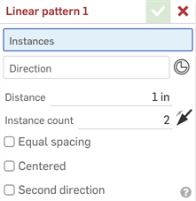 Linear pattern Assembly feature dialog