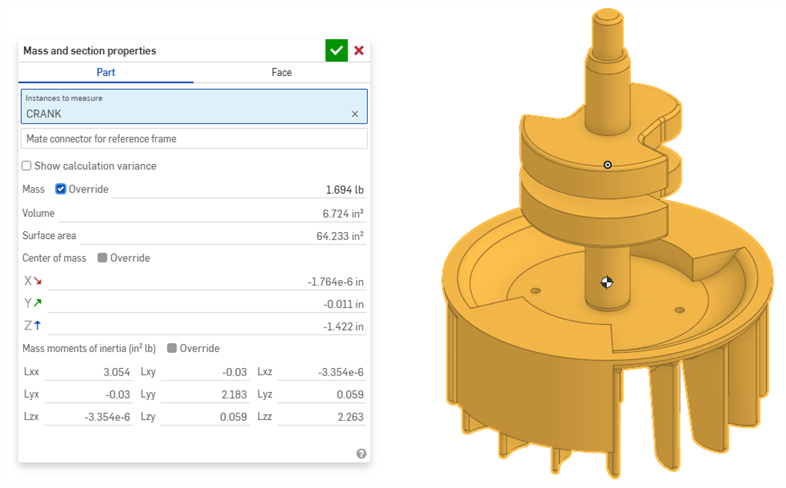 Example of overriding calculations for mass