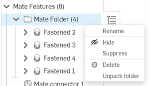 Mate Features list folder context menu