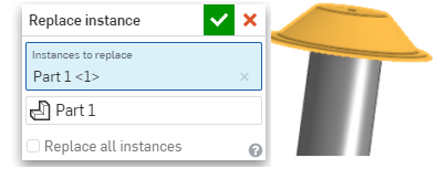 Replace instance dialog after the instance is replaced