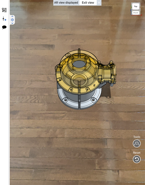 AR view of a model after it is placed
