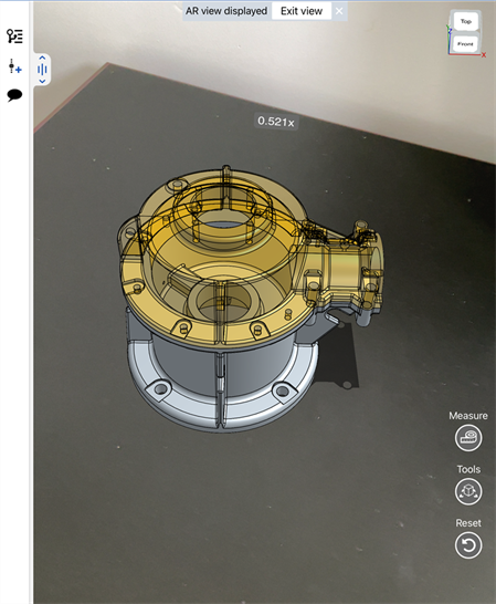 AR view of a model after it is placed