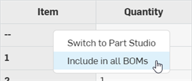 Include in all BOMs from the BOM table