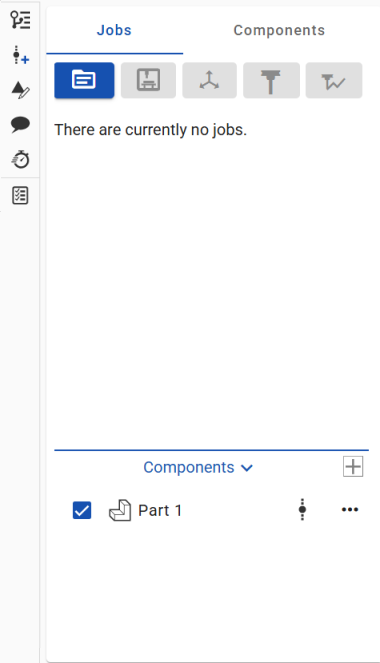 Screenshot of the Jobs/Components panel in a CAM Studio