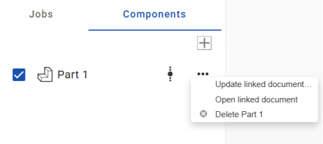 Screenshot of the three dot menu opened on a component in the component list