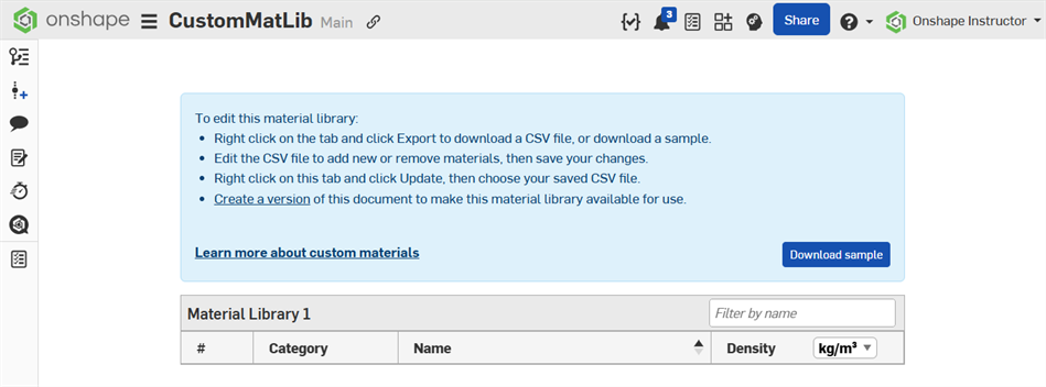 Create material library tab