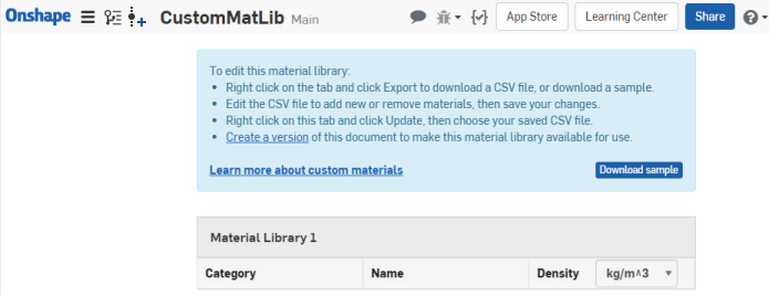 Create material library tab