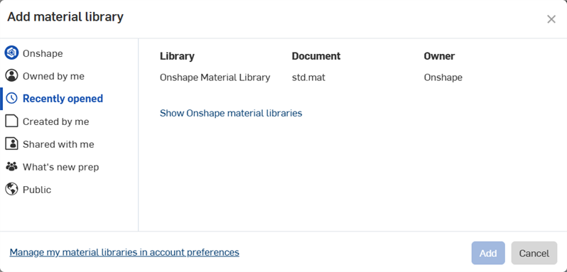 Add material library search filters