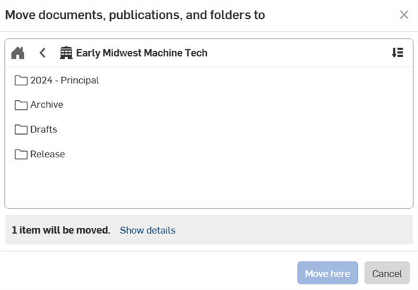 Moving documents among folders