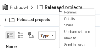 Folder context menu from the folder breadcrumb