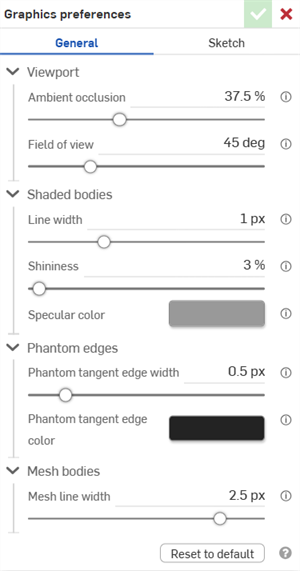Graphics preferences dialog