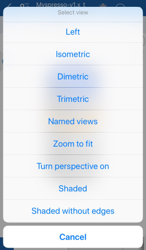 Screenshot of Named views in View cube menu