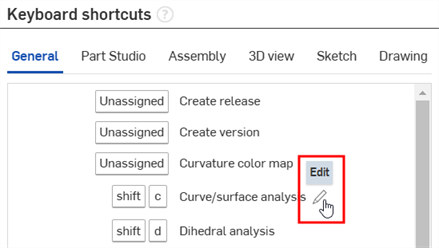 My account Preferences Keyboard shortcut section with Edit option highlighted