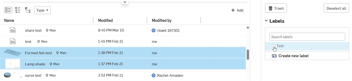 Adding a label to multiple documents 