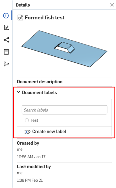 Editing a label for a selected document