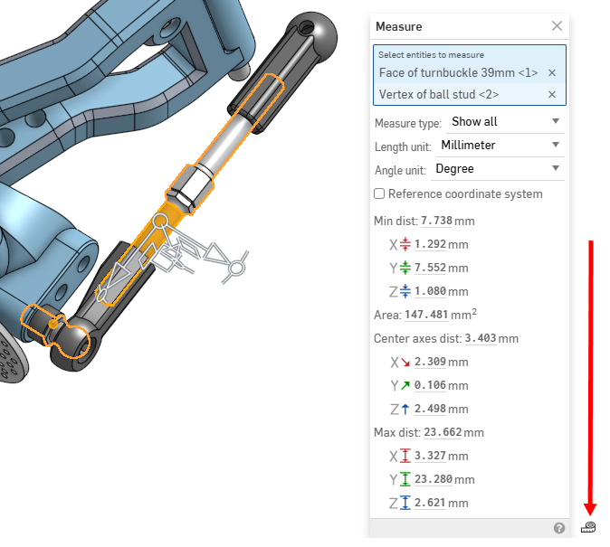 Measure dialog showing distance measurements
