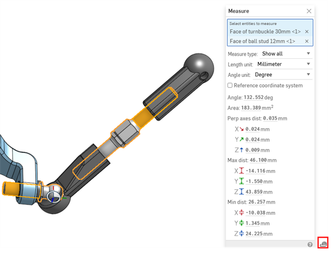 Measure dialog showing distance measurements