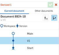 Derived dialog showing the current document workspace or version