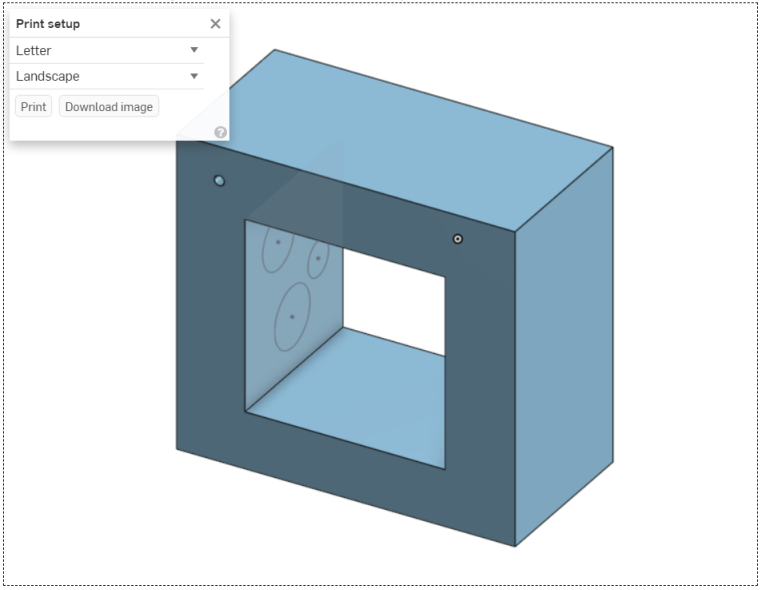 Example of the Print preview with the print setup dialog
