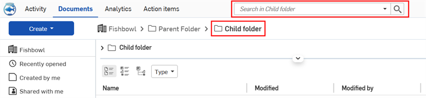 Search bar for the current folder