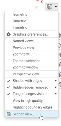 Camera and render options: Section view