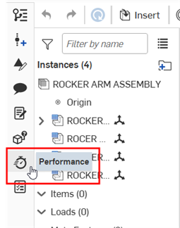 performance icon in documentation panel