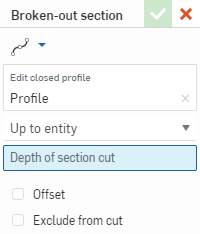 Broken-out section view dialog
