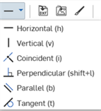 Drawing constraints dropdown list